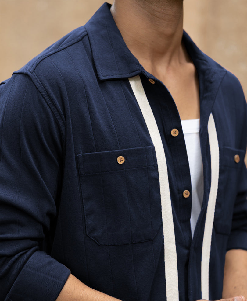 Navy Contrast Detail Shirt.