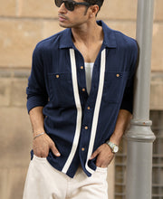 Navy Contrast Detail Shirt.