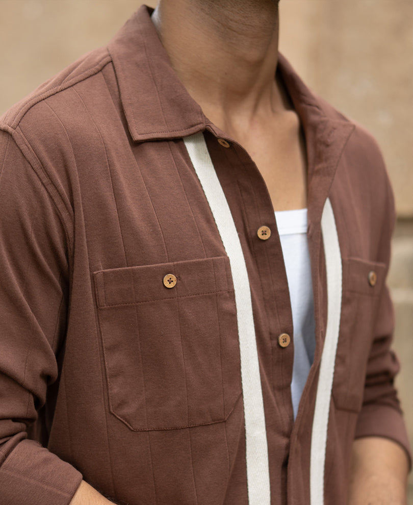 Brown Tape Detail Shirt.