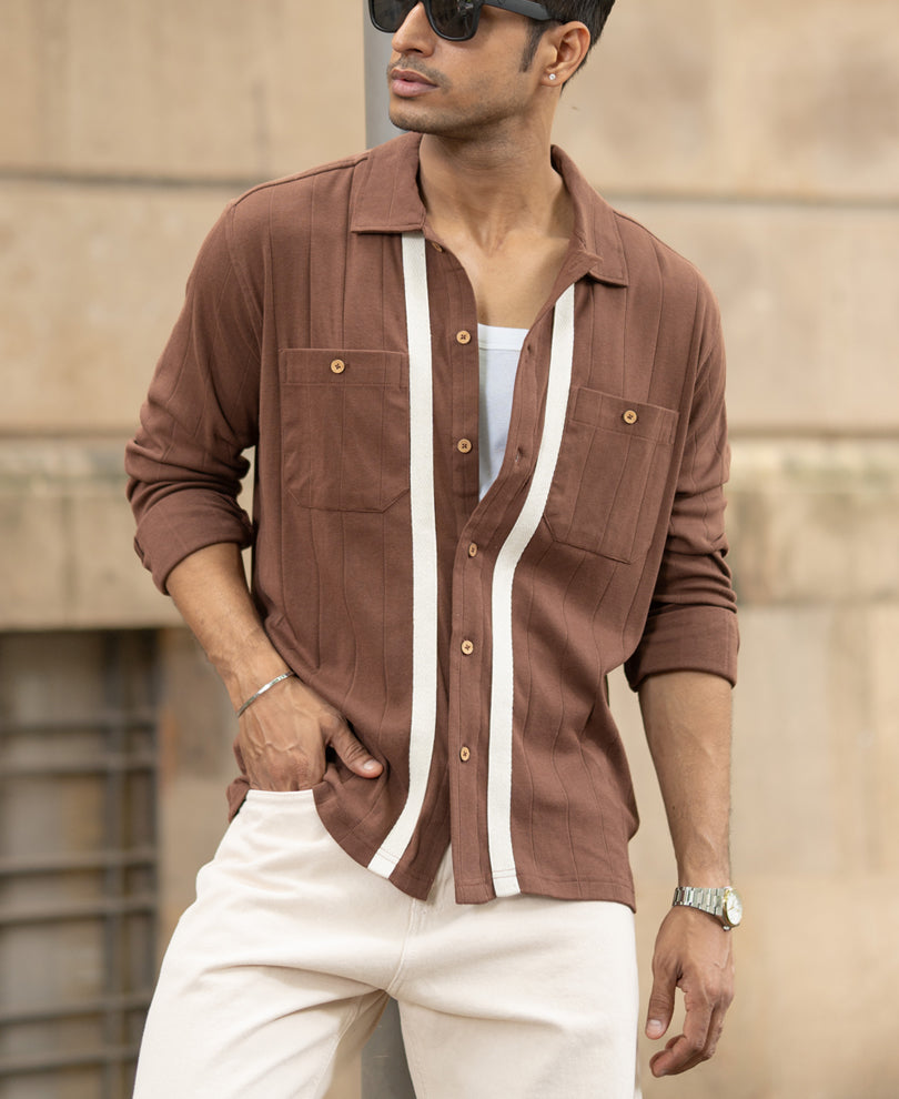 Brown Tape Detail Shirt.