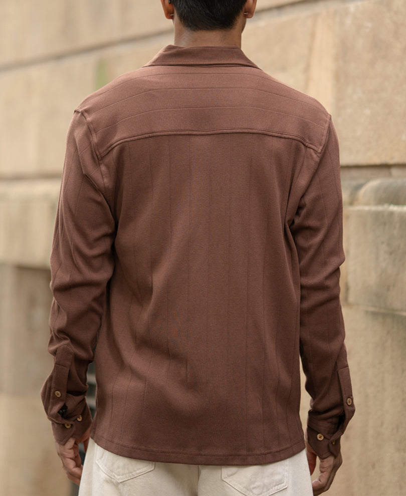 Brown Tape Detail Shirt.