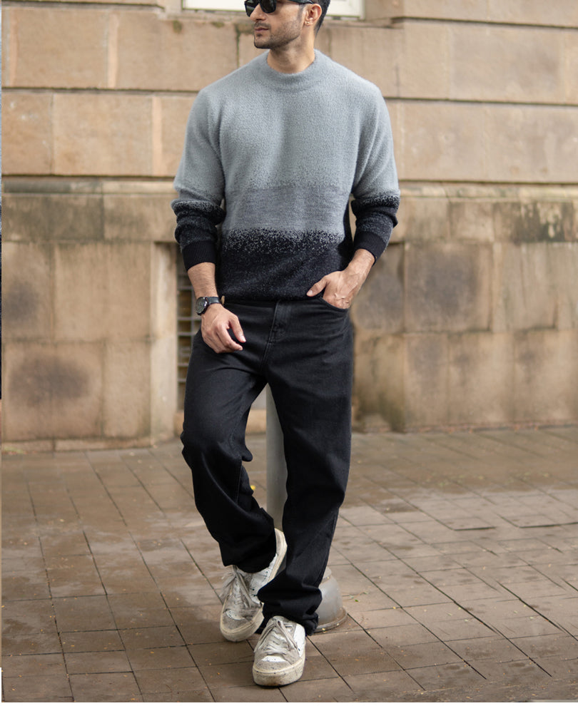 Grey Ombre Jacquard T-Shirt.