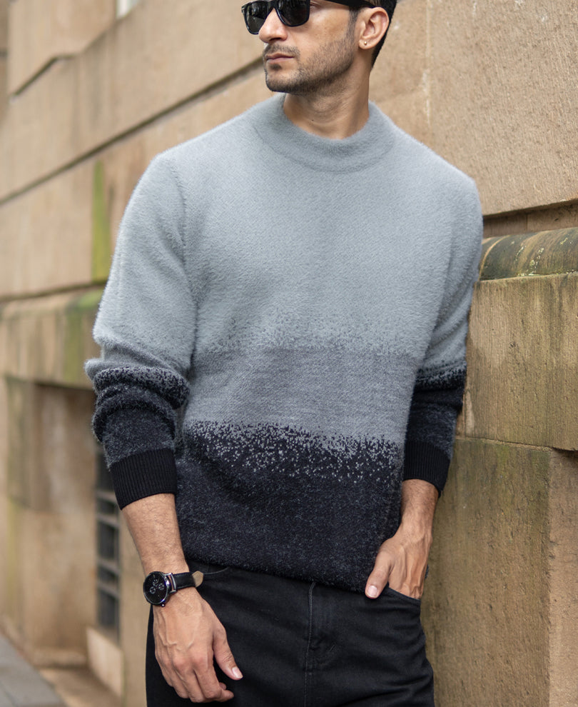 Grey Ombre Jacquard T-Shirt.