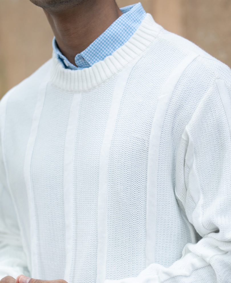 White Cotton Structured T-Shirt.