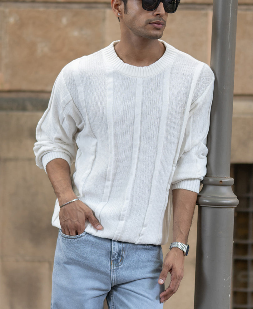White Cotton Structured T-Shirt.