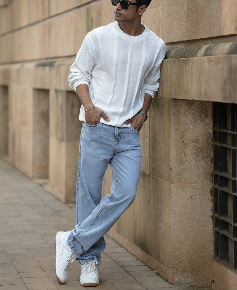 White Cotton Structured T-Shirt.