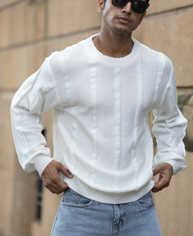 White Cotton Structured T-Shirt.