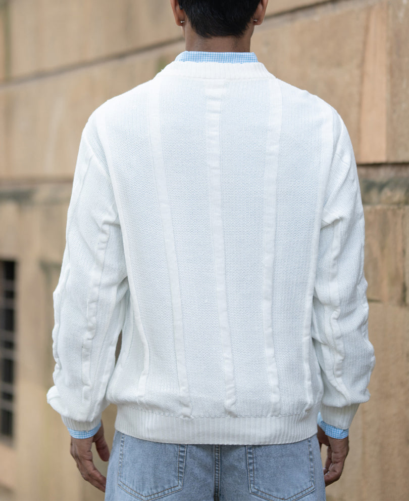 White Cotton Structured T-Shirt.