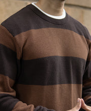 Brown Structured Stripe T-Shirt.