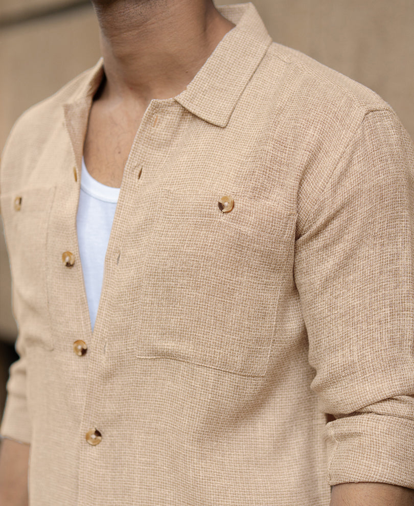 Beige Structure Shirt.