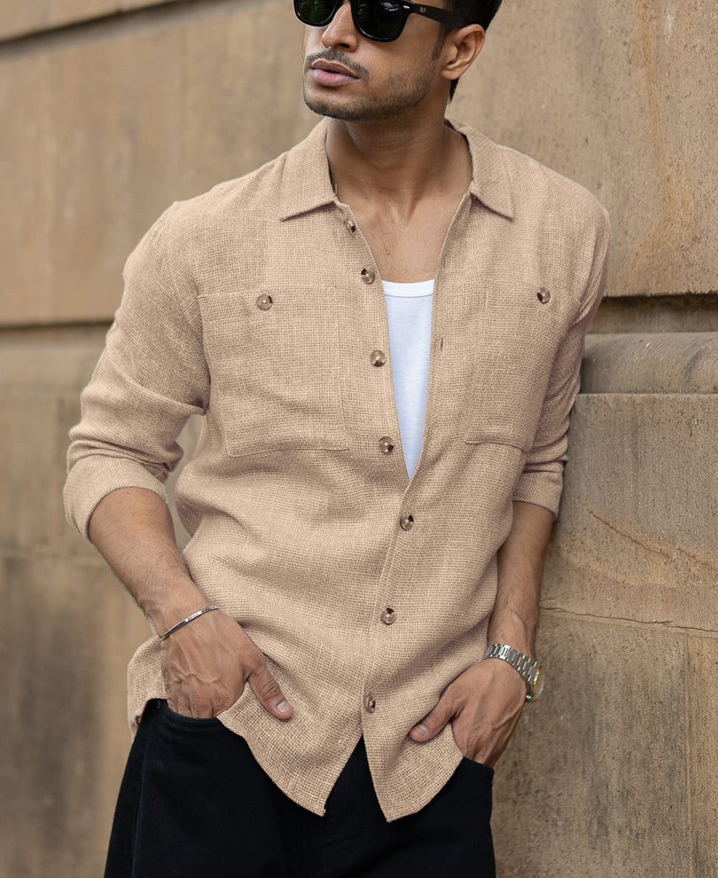 Beige Structure Shirt.