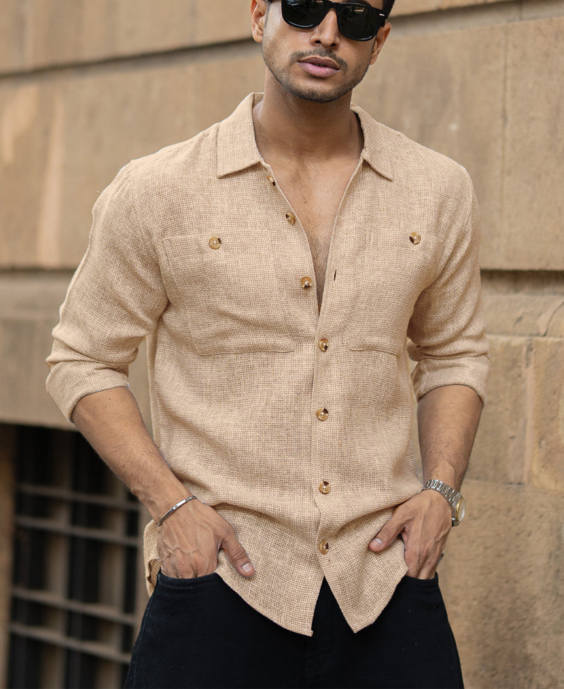 Beige Structure Shirt.