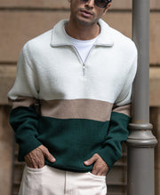 Multicolour Striped Zipper T-Shirt.