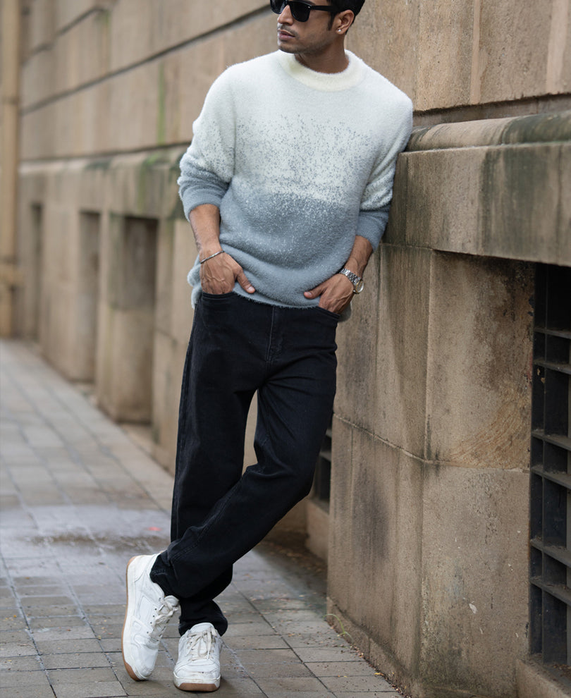Grey Ombre Fuzzy T-Shirt.