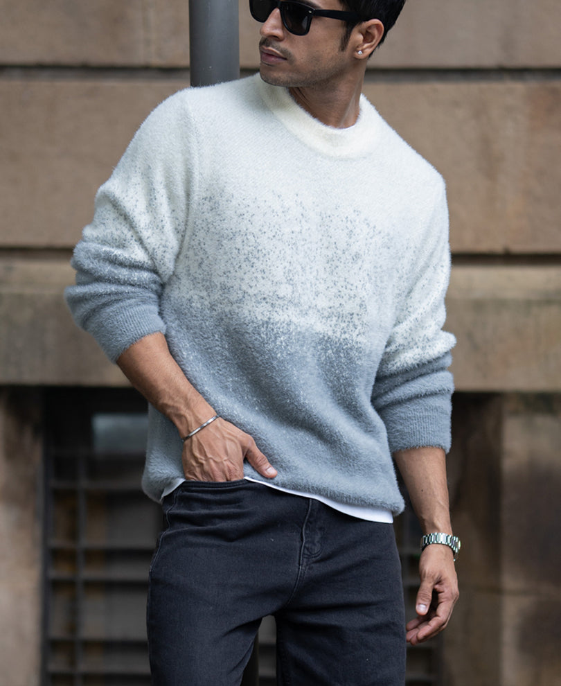 Grey Ombre Fuzzy T-Shirt.