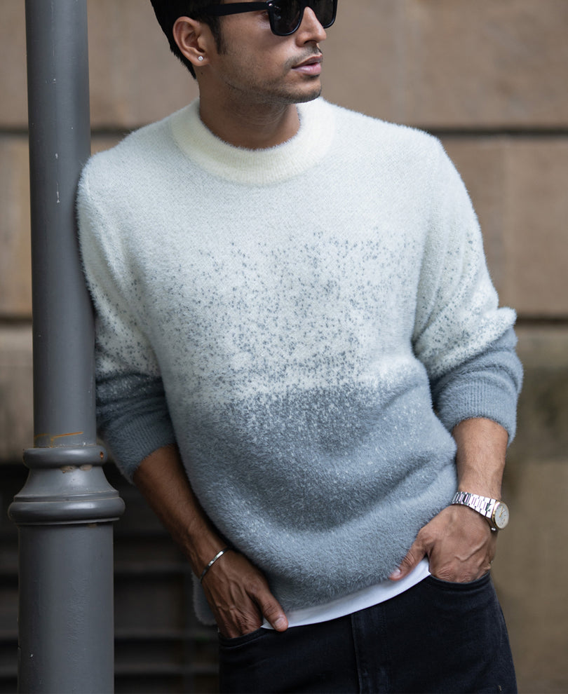 Grey Ombre Fuzzy T-Shirt.