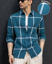 Teal Structured Checked Shirt