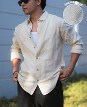 Natural Linen Blend Embroidered Shirt