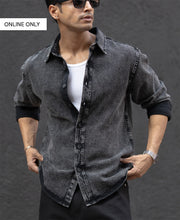 Charcoal Black Washed Denim Overshirt