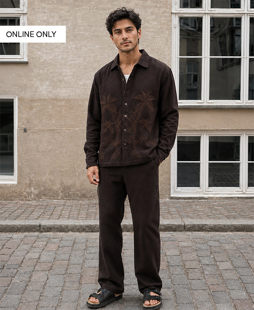 Brown Embroidered Co-ord Set
