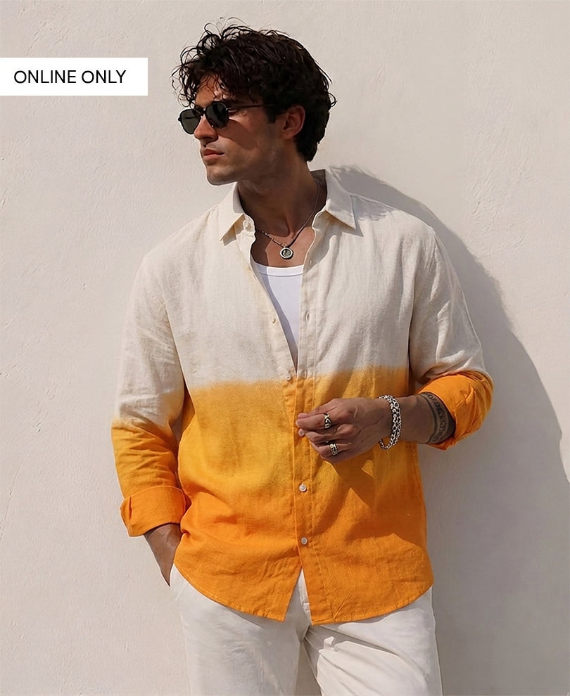 Yellow Ombre Linen Blend Shirt