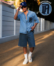 Blue Embroidered Denim Shirt