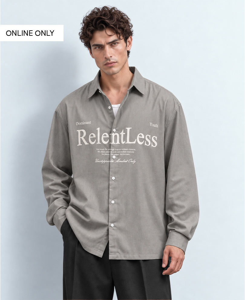 Grey Structured Printed Shirt