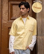Butter Yellow Embroidered Boxy Shirt 100% Cotton