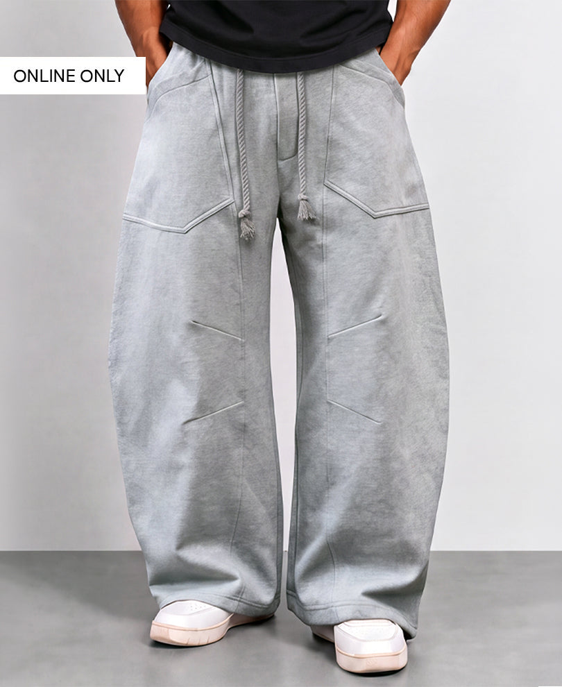 Grey Panelled Barrel Trackpant