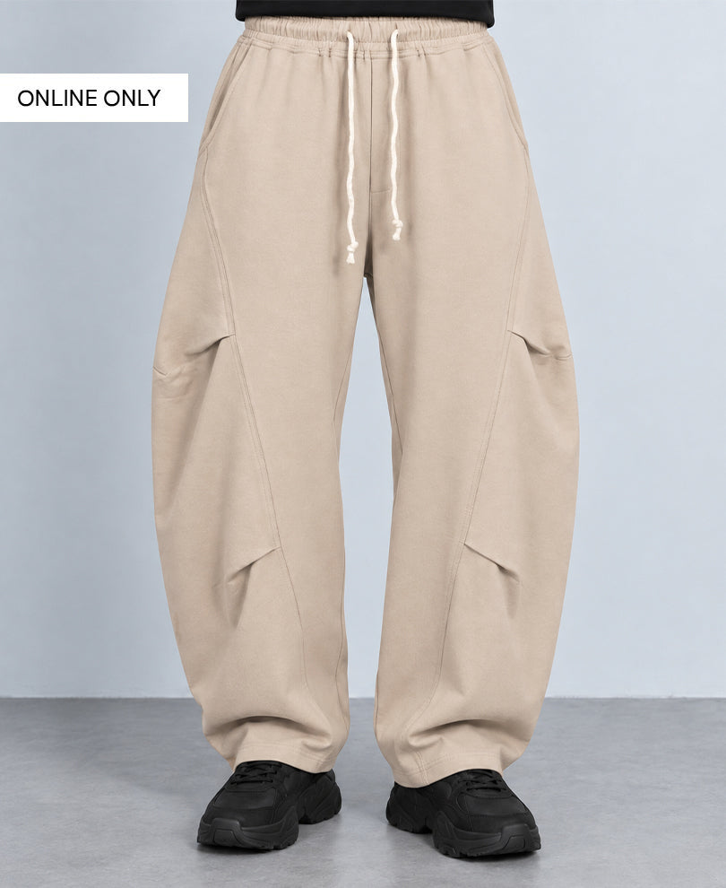 Beige Barrel Fit Panelled Trackpants