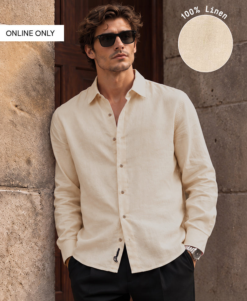 Light Beige 100% Linen Premium Shirt