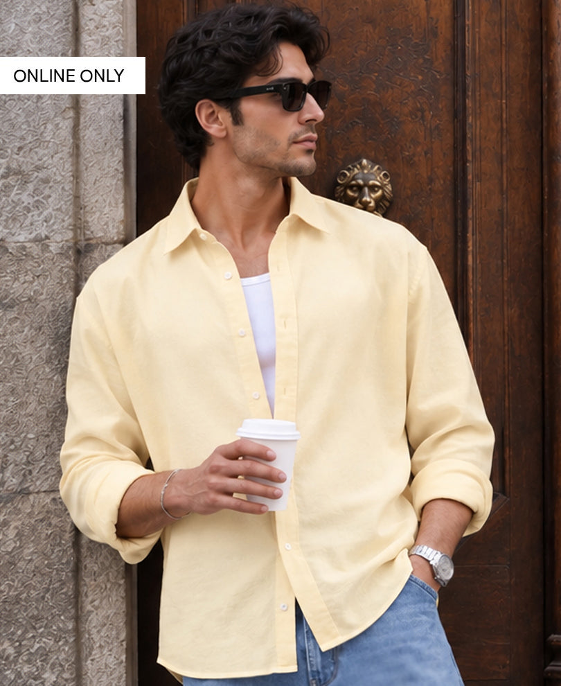 Yellow 100% Linen Shirt