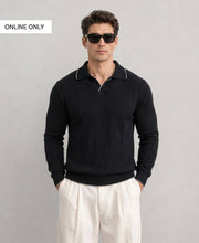 Black Cable Knit T-Shirt 100% Cotton