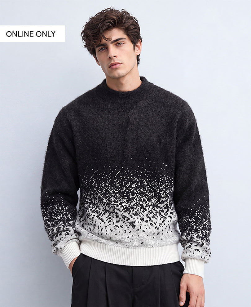Black Ombre Jacquard Sweater