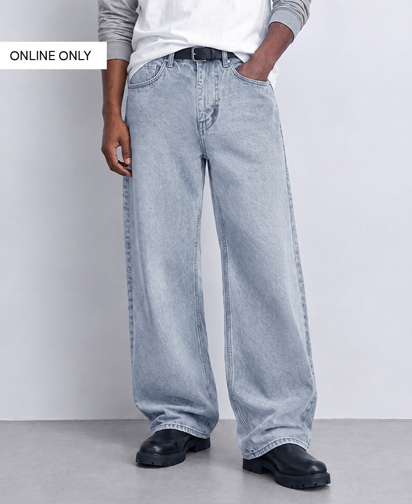 Light Blue Washed Baggy Fit Jeans