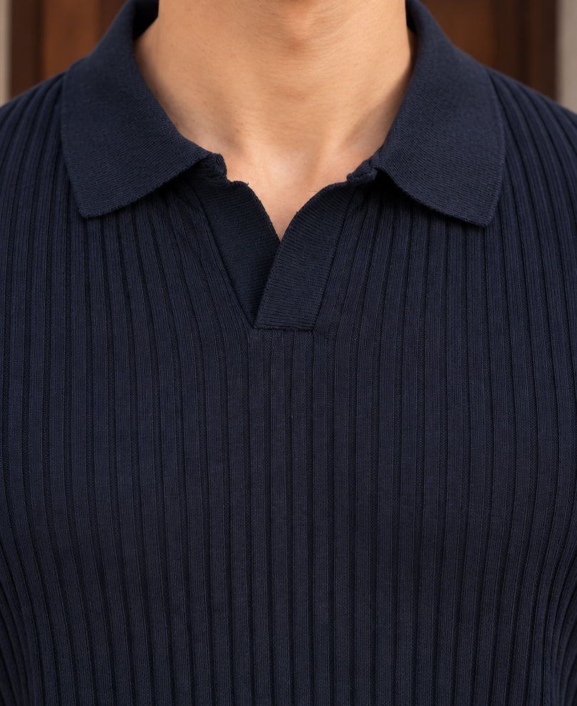 Navy Self Stripe T-Shirt