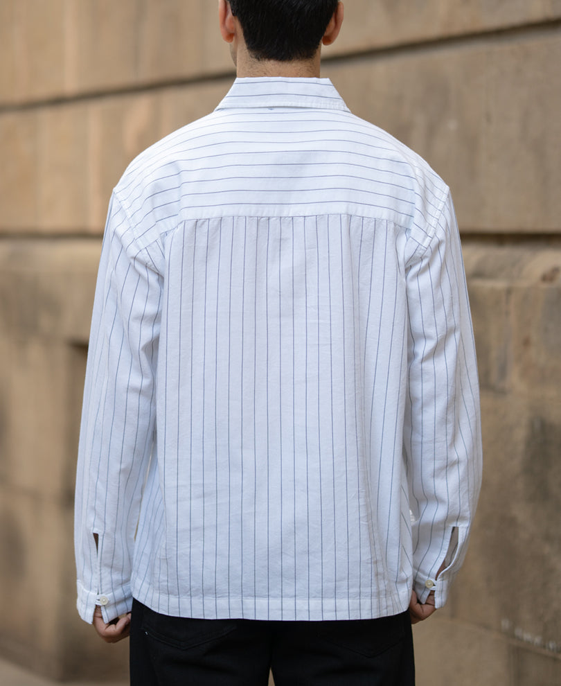White Stripe Lightweight Kurta Shirt.