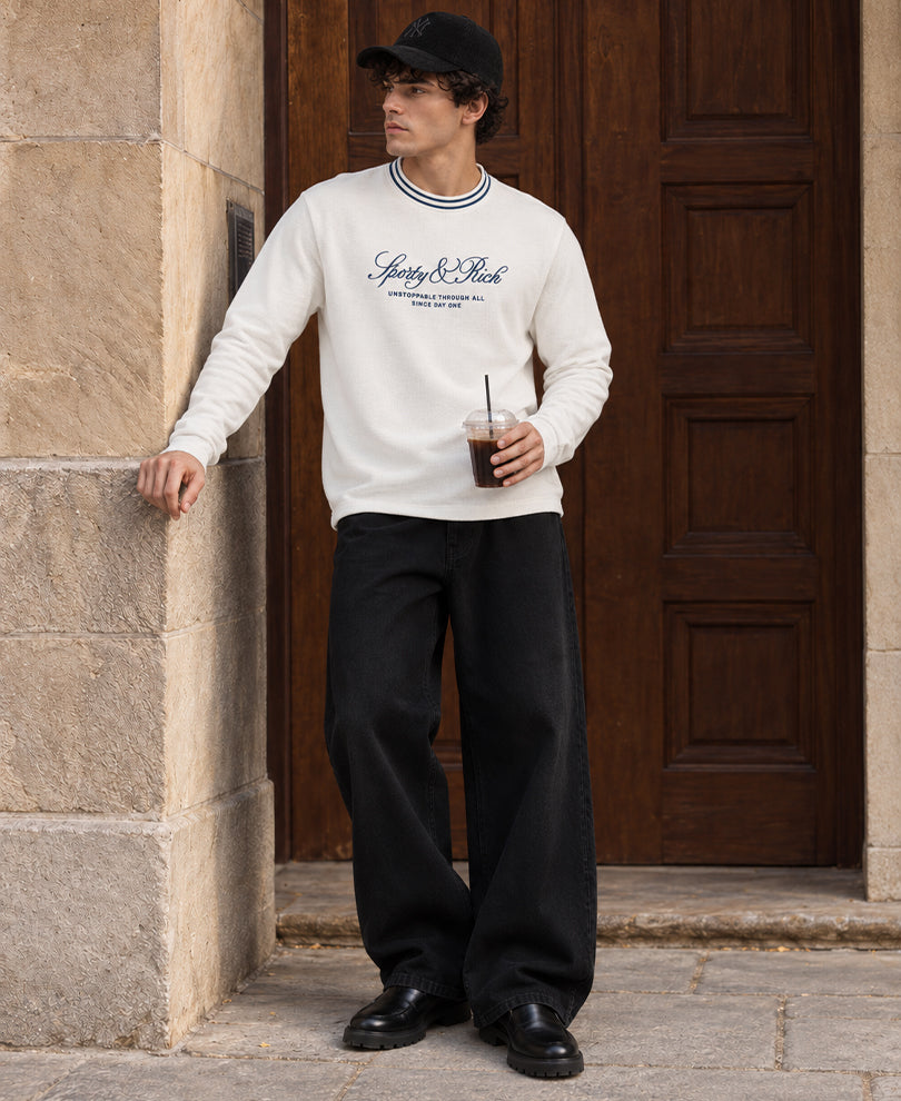 White Structured Embroidered T-Shirt
