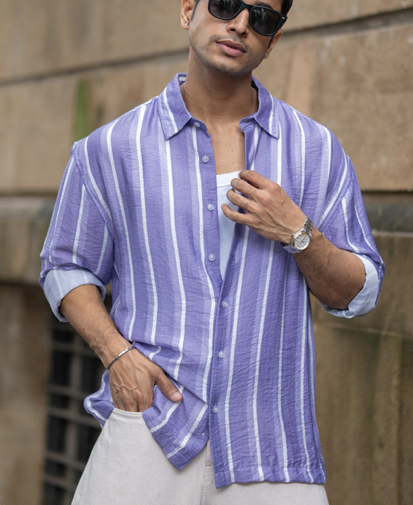 Lavender Stripe Print Shirt.