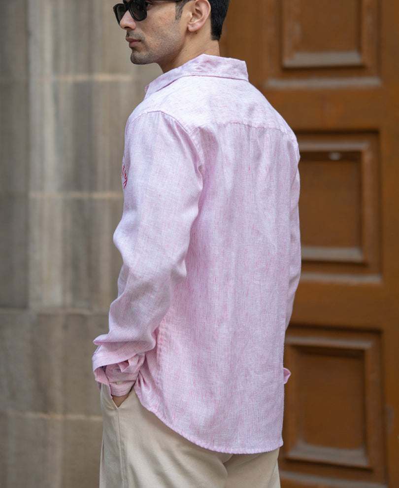 Pink Printed Stripe Shirt.
