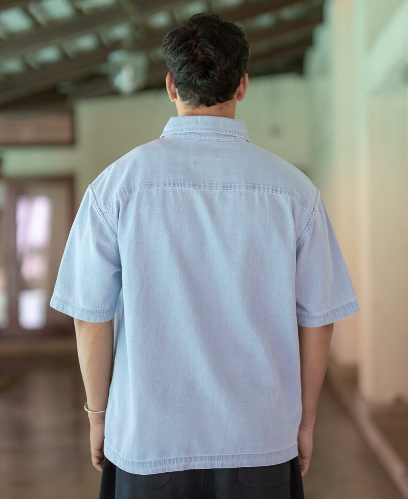 Blue Washed Boxy Denim Shirt