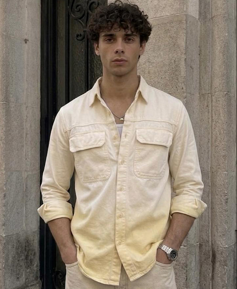 Butter Yellow Structured Ombre Shirt 100% Cotton