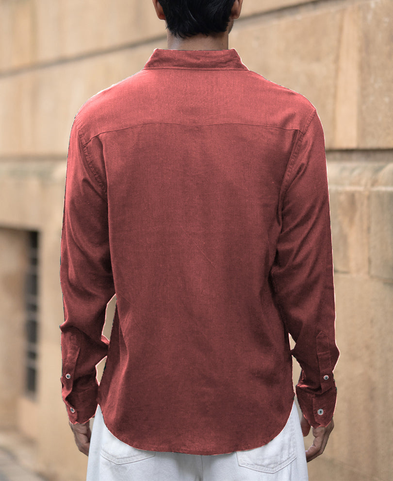 Brick Linen Blend Shirt.