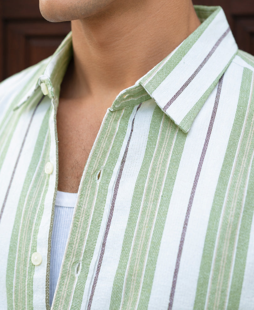 Green Strucured Stripe Shirt