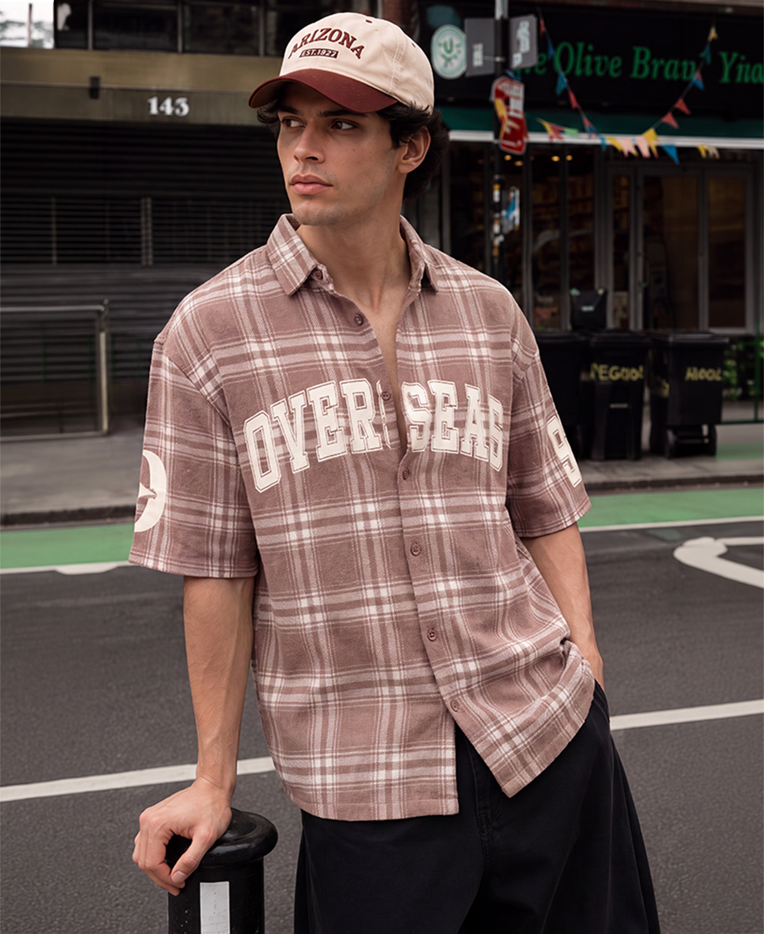 Light Brown Printed Checks Shirt 100% Cotton