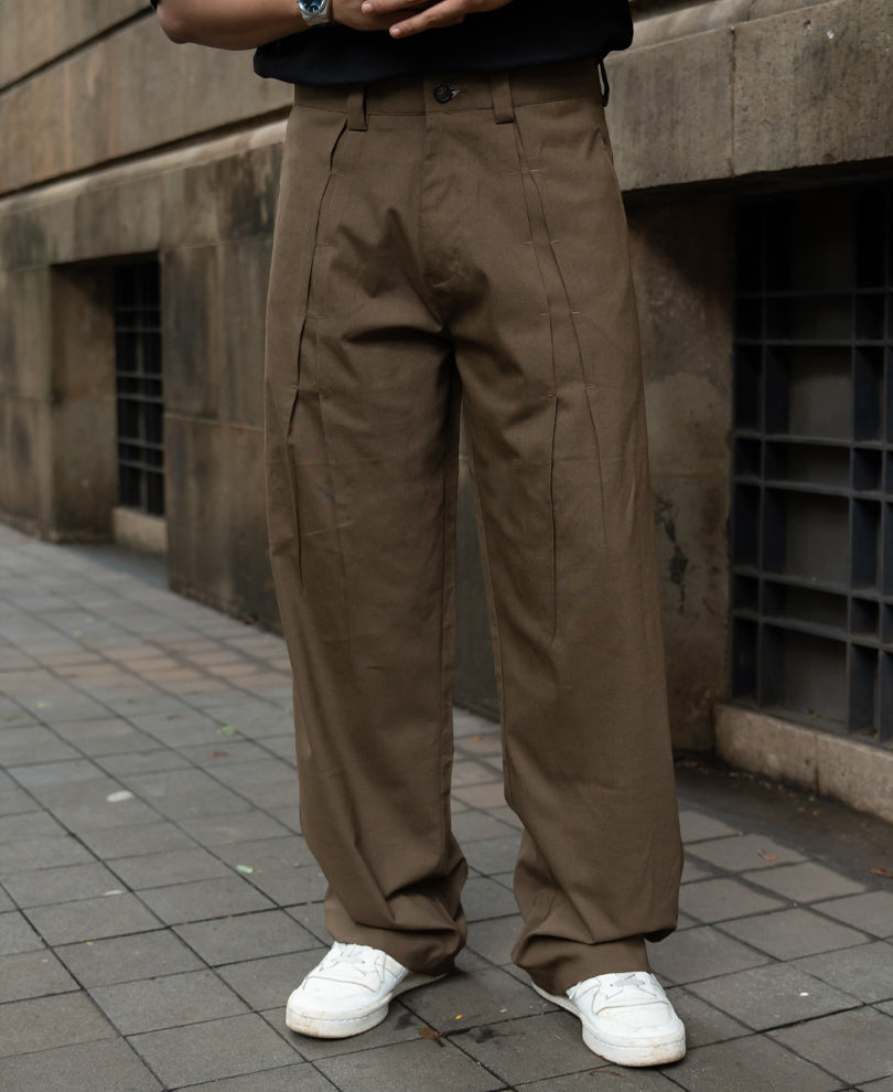 Brown Pleated Trousers