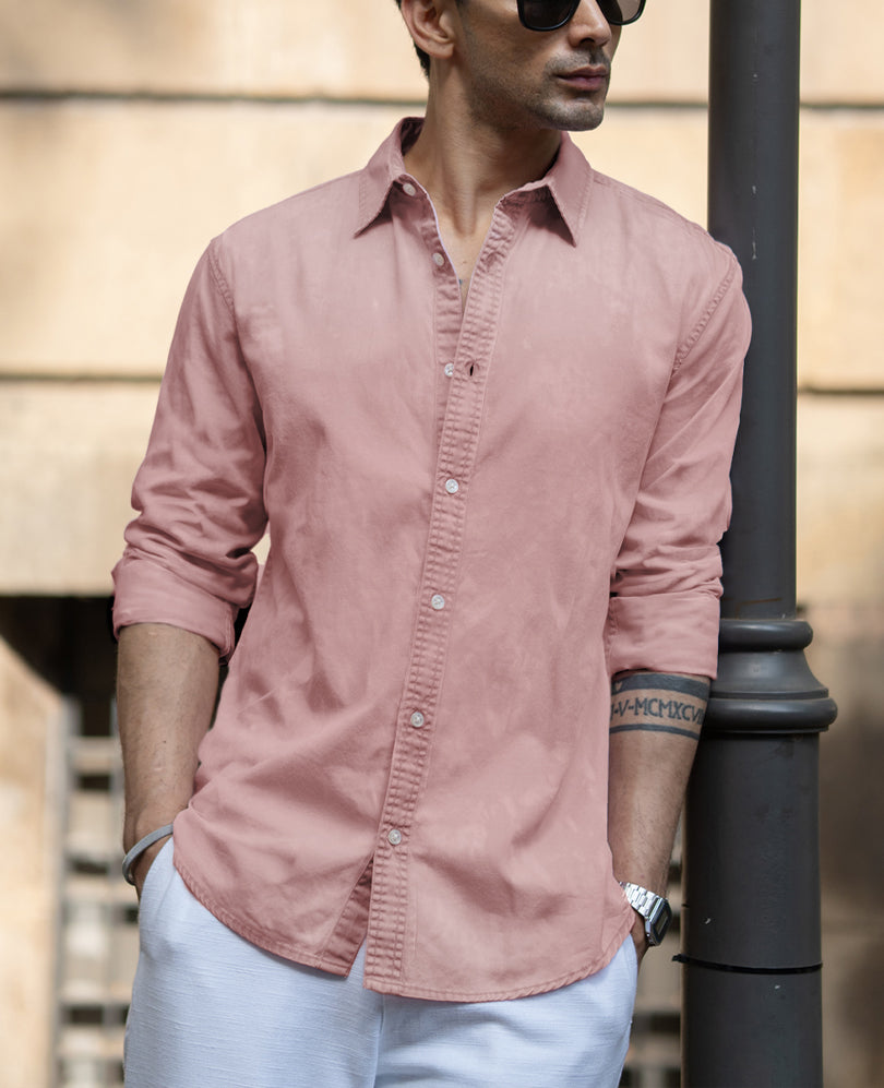 Pink Overdyed Structure Shirt 100% Cotton