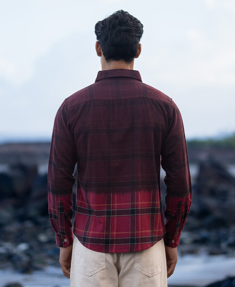 Wine Ombre Checks Shirt.