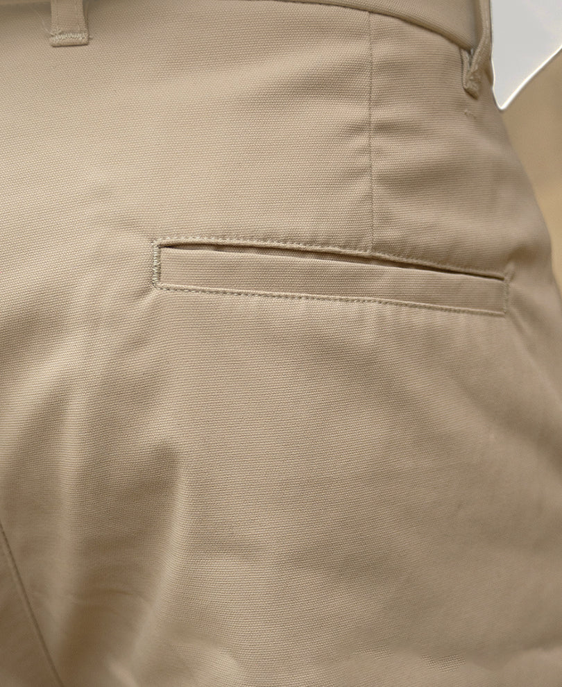 Beige Pleated Baggy Trousers