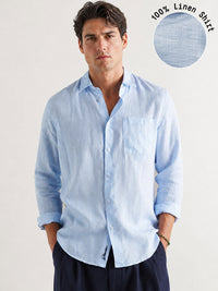 Light Blue 100% Linen Shirt